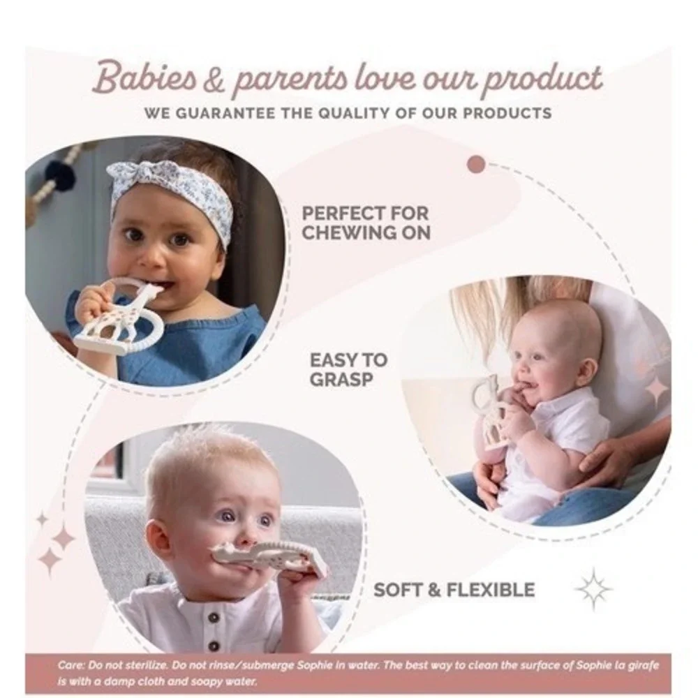 NWB Sophie La Girafe-So Pure Natural Rubber Soft‎ Baby Teething Ring from France